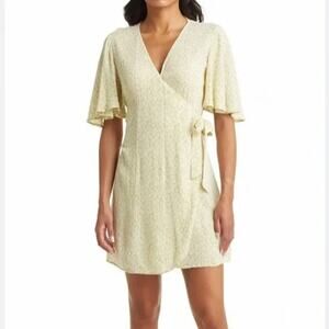 BILLA BONG Weekend Vibes Agave NWT $59 Wrap Mini Dress Floral Size S